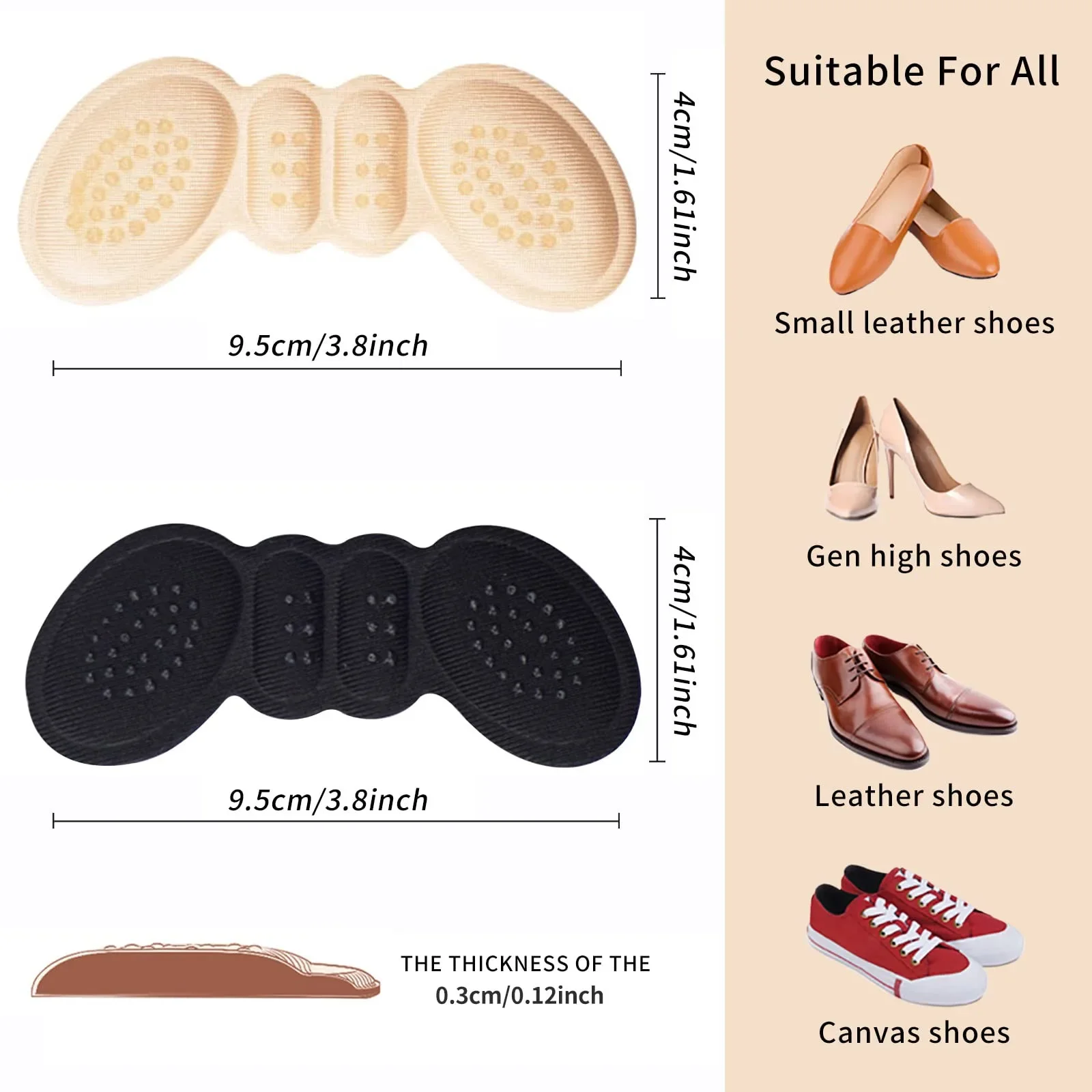 4Pairs Heel Pads for Shoes Too - Heel Liner Grip บทวิจารณ์และราคา