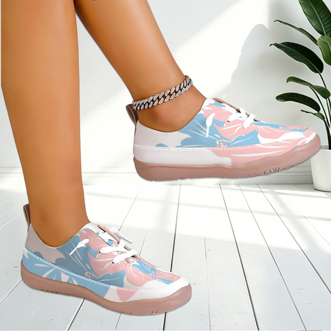 Women Floral Print Wide Toe Sn - Sneaker Care For Canvas Fabrics บทวิจารณ์และราคา