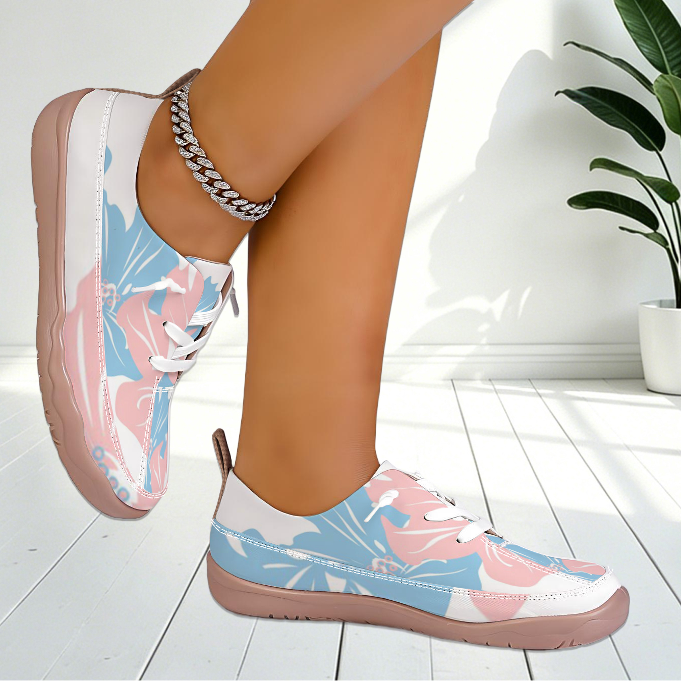 Women Floral Print Wide Toe Sn - Sneaker Care For Canvas Fabrics บทวิจารณ์และราคา