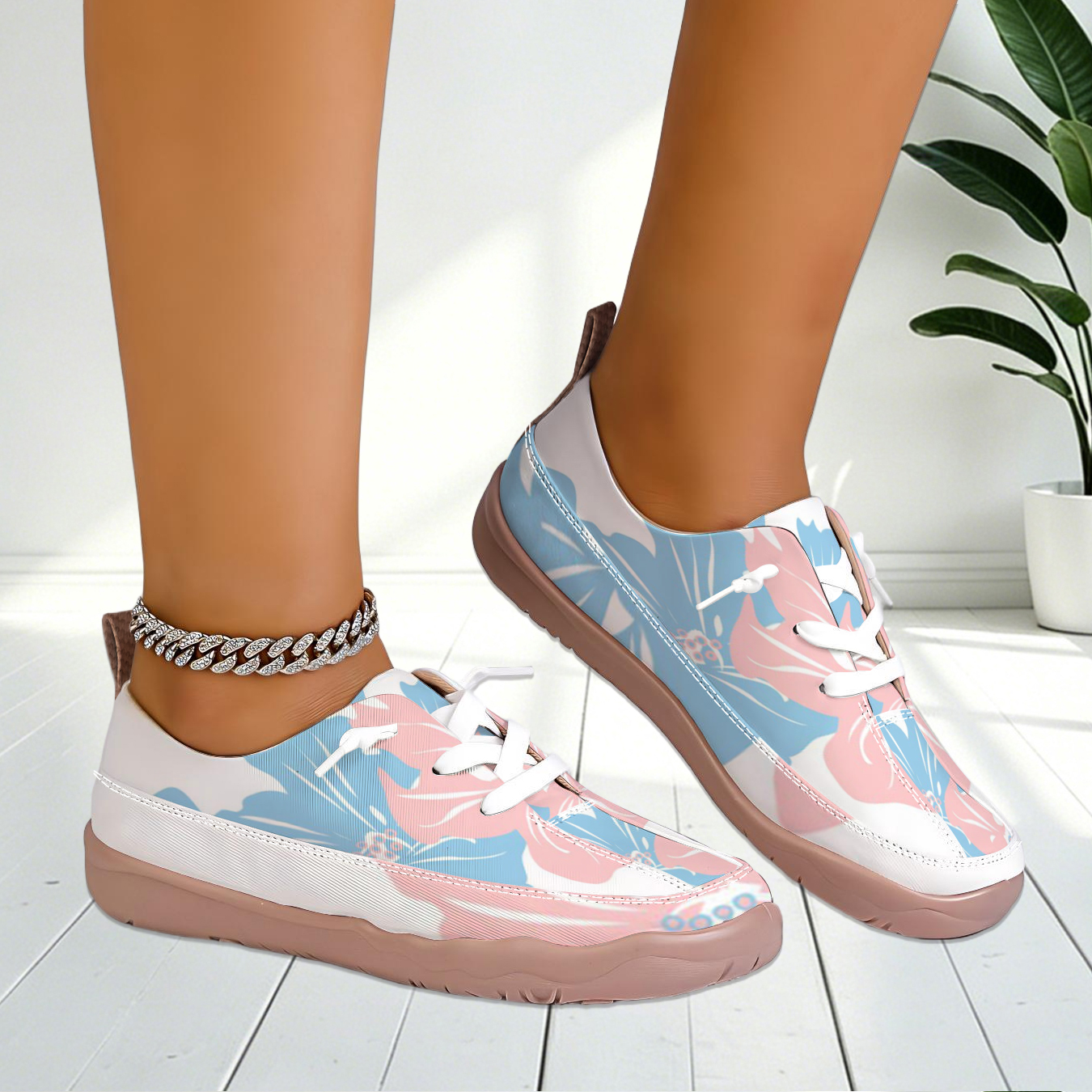 Women Floral Print Wide Toe Sn - Sneaker Care For Canvas Fabrics บทวิจารณ์และราคา